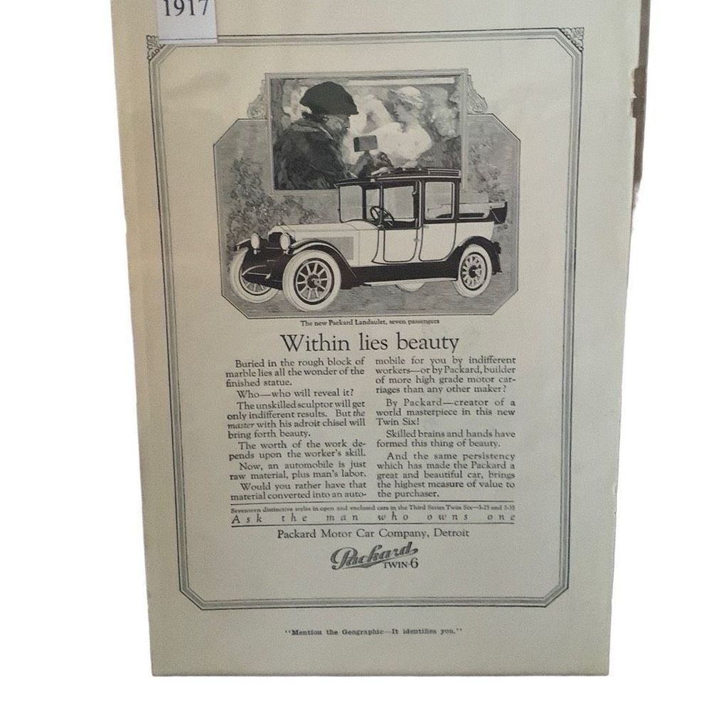 Vintage 1917 Packard Twin 6 Within Lies beauty Ad Advertisement